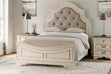 Realyn Two-tone Queen Upholstered Panel Bedroom Set with Dresser and 2 Nightstands - Ornate Home