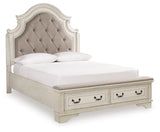 Realyn Two-tone Queen Upholstered Panel Bedroom Set with Storage, Dresser and Nightstand (Online Special Price) - Ornate Home