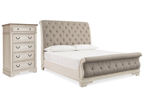 Realyn Two-tone Queen Upholstered Sleigh Bedroom Set with Chest (Online Special Price) - Ornate Home