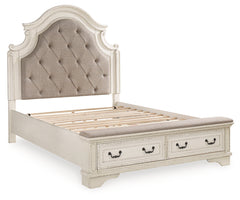 Realyn Two-tone Queen Upholstery Panel Bedroom Set with Dresser, Chest, Nightstand, and Vanity Set - Ornate Home