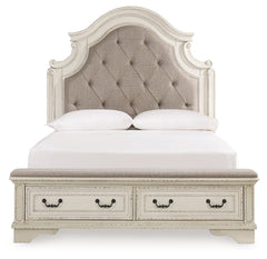 Realyn Two-tone Queen Upholstery Panel Bedroom Set with Dresser, Chest, Nightstand, and Vanity Set - Ornate Home