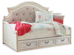 Realyn Two-tone Twin Day Bed with Storage, Dresser, Mirror and Nightstand - Ornate Home