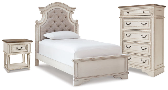 Realyn Two-tone Twin Panel Bed, Chest and Nightstand (Online Special Price) - Ornate Home