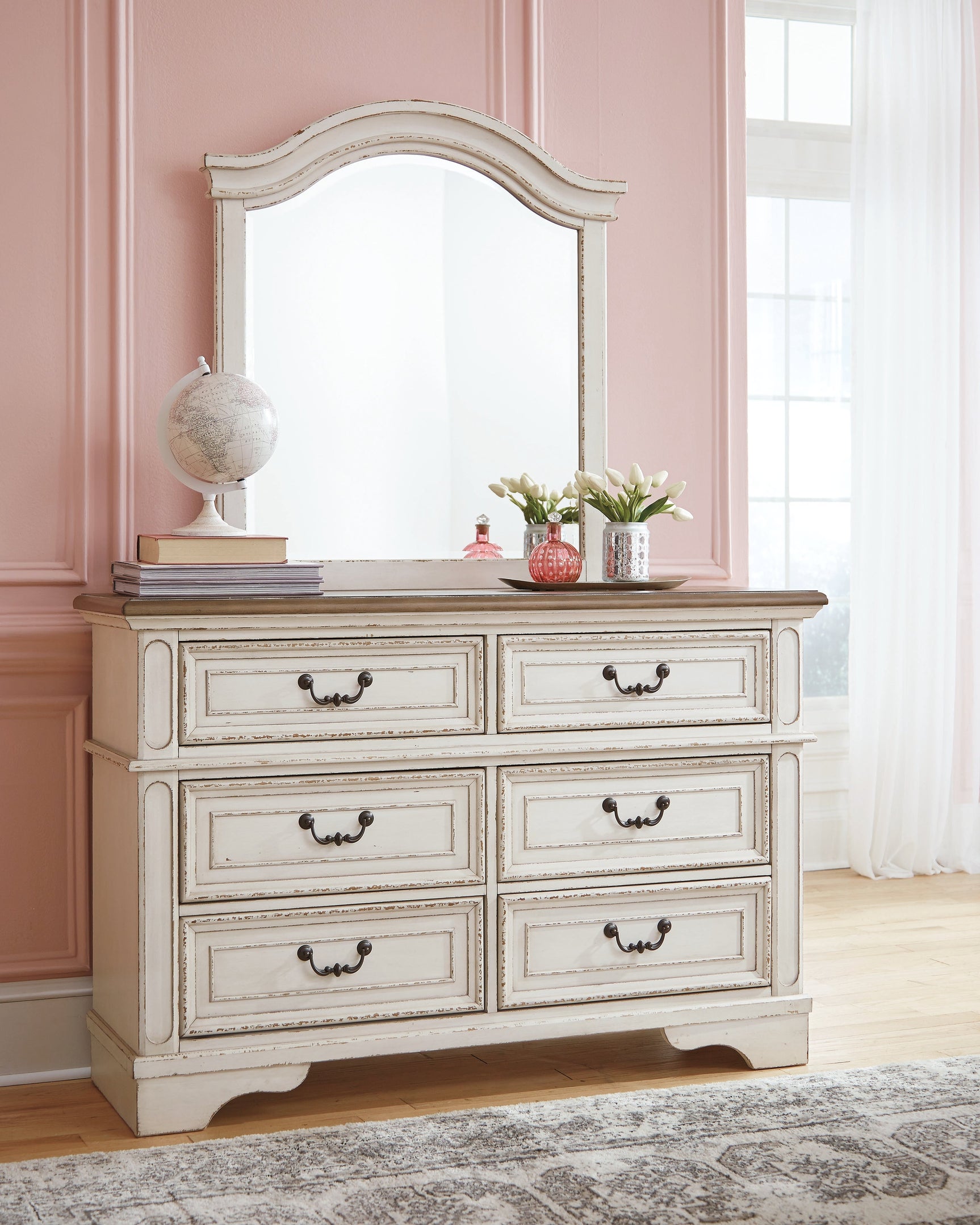 Realyn Two-tone Twin Panel Bedroom Set with Dresser, Mirror and Nightstand (Online Special Price) - Ornate Home