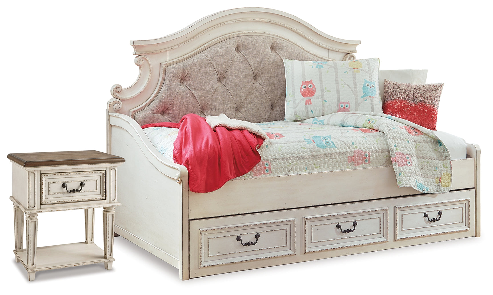 Realyn Two-tone Twin Storage Daybed, Dresser and Nightstand - Ornate Home