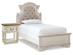 Realyn Two-tone Twin Upholstered Panel Bedroom Set with Nightstand - Ornate Home