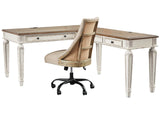 Realyn White & Brown 2pc Home Office L-Shaped Desk (Online Special Price) - Ornate Home
