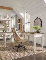Realyn White & Brown 2pc Home Office L-Shaped Desk (Online Special Price) - Ornate Home