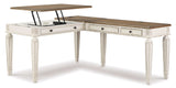 Realyn White/Brown 2pc Home Office L-Shaped Lift Top Desk (Online Special Price) - Ornate Home