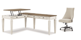 Realyn White/Brown 2pc Home Office L-Shaped Lift Top Desk (Online Special Price) - Ornate Home