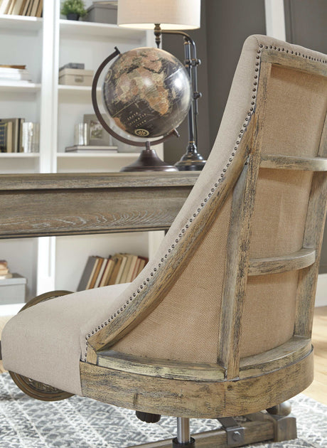 Realyn White/Brown 2pc Home Office L-Shaped Lift Top Desk - Ornate Home