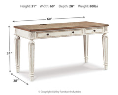 Realyn White/Brown 60" Home Office Desk - Ornate Home