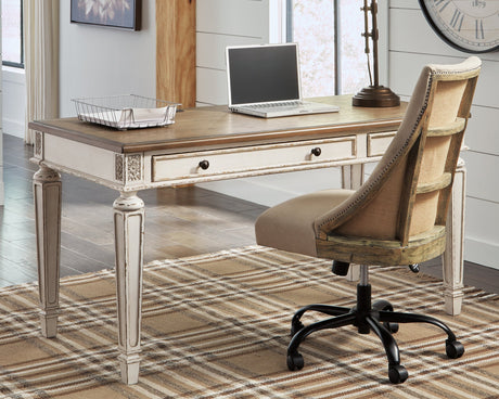 Realyn White/Brown 60" Home Office Desk - Ornate Home