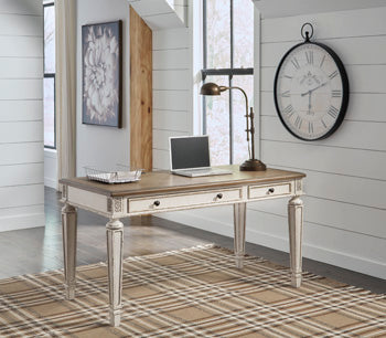 Realyn White/Brown 60" Home Office Desk - Ornate Home