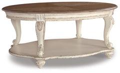 Realyn White/Brown Coffee Table, 2 End Tables and Console Table - Ornate Home