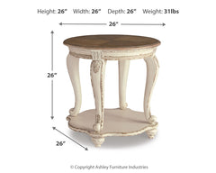 Realyn White/Brown Coffee Table and 2 End Tables - Ornate Home
