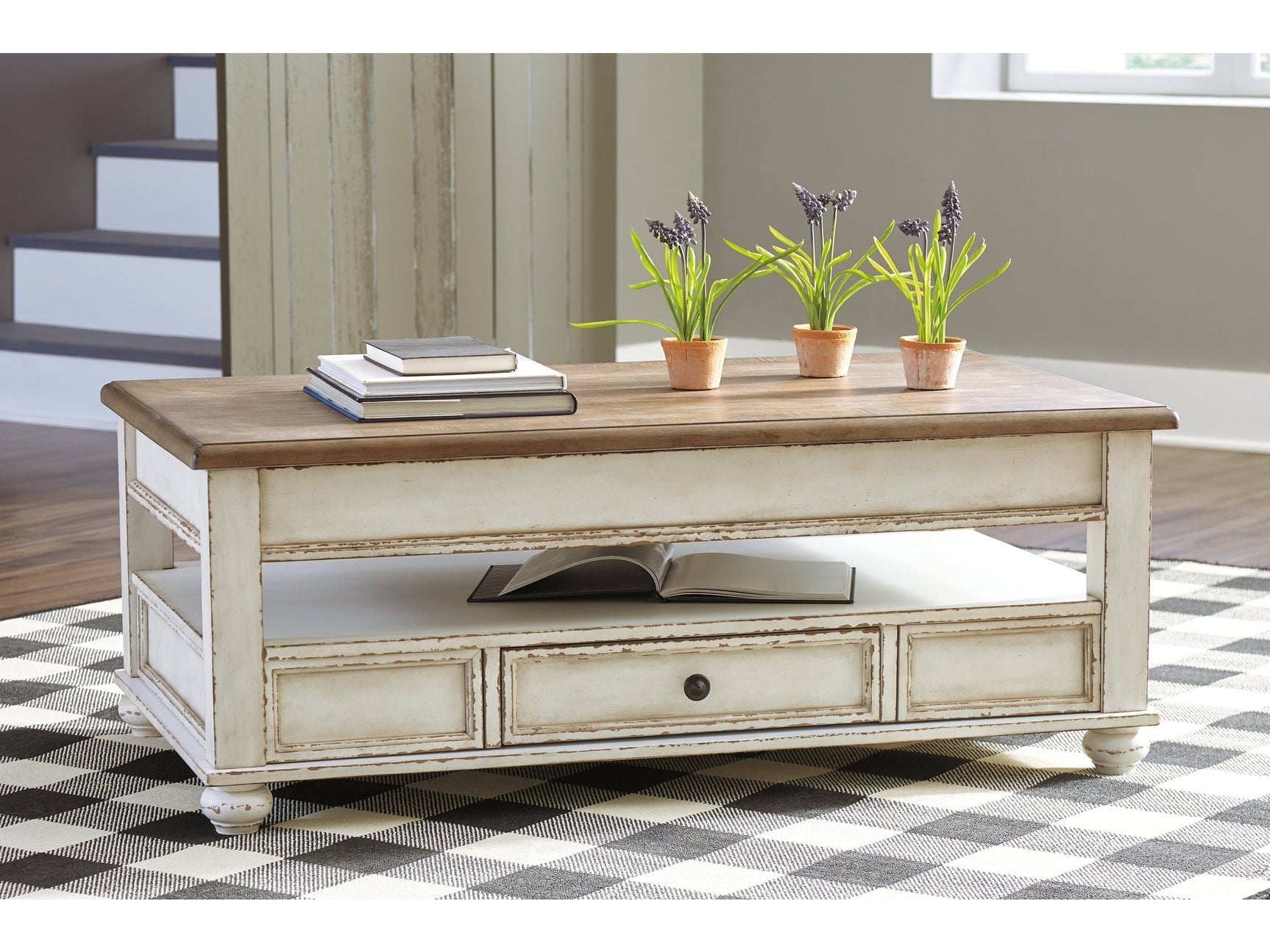 Realyn White/Brown Coffee Table with Lift Top (Online Special Price) - Ornate Home