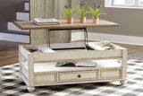 Realyn White/Brown Coffee Table with Lift Top - Ornate Home