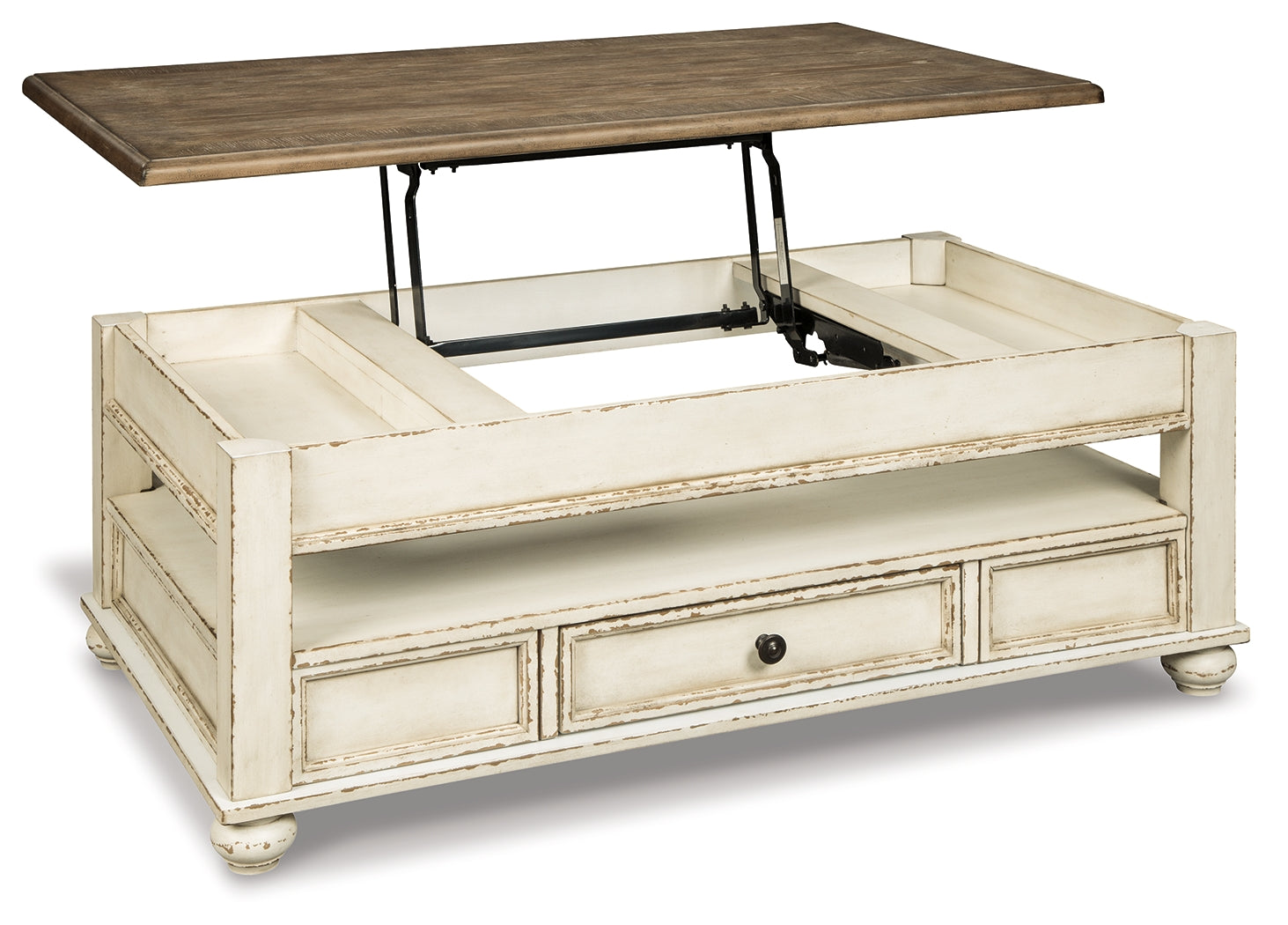 Realyn White/Brown Coffee Table with Lift Top - Ornate Home