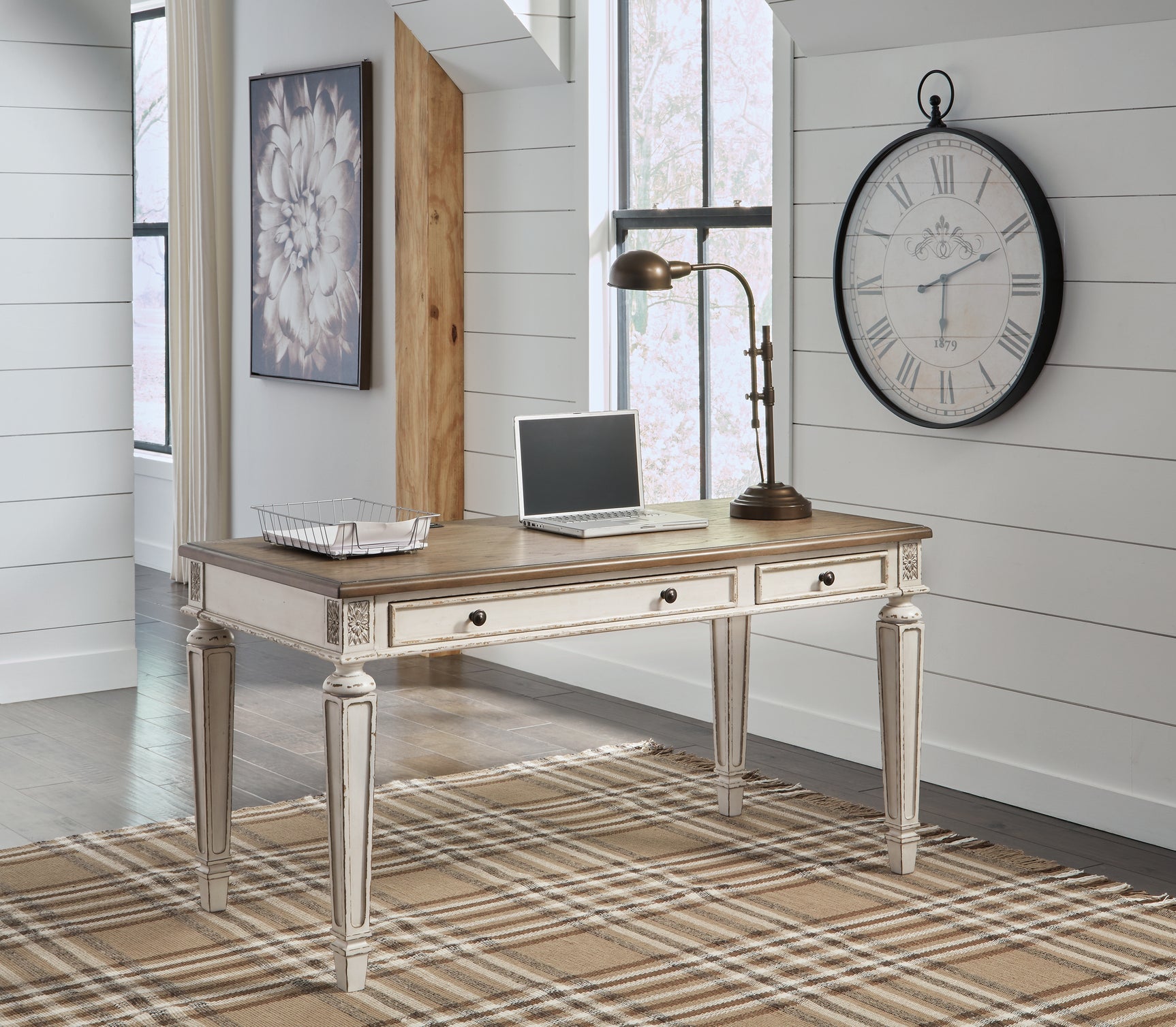 Realyn White/Brown Desk and Bookcase (Online Special Price) - Ornate Home