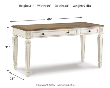 Realyn White/Brown Home Office Lift Top Desk - Ornate Home