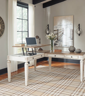 Realyn White/Brown Home Office Lift Top Desk - Ornate Home
