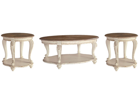Realyn White/Brown Occasional Table Set / 3pc - Ornate Home