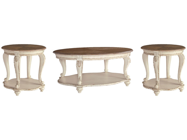 Realyn White/Brown Occasional Table Set / 3pc - Ornate Home