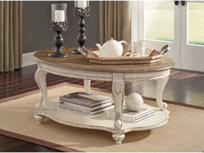 Realyn White/Brown Oval Coffee Table (Online Special Price) - Ornate Home