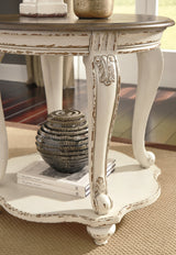 Realyn White & Brown Round End Table (Online Special Price) - Ornate Home