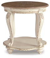 Realyn White & Brown Round End Table (Online Special Price) - Ornate Home