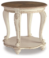 Realyn White & Brown Round End Table (Online Special Price) - Ornate Home