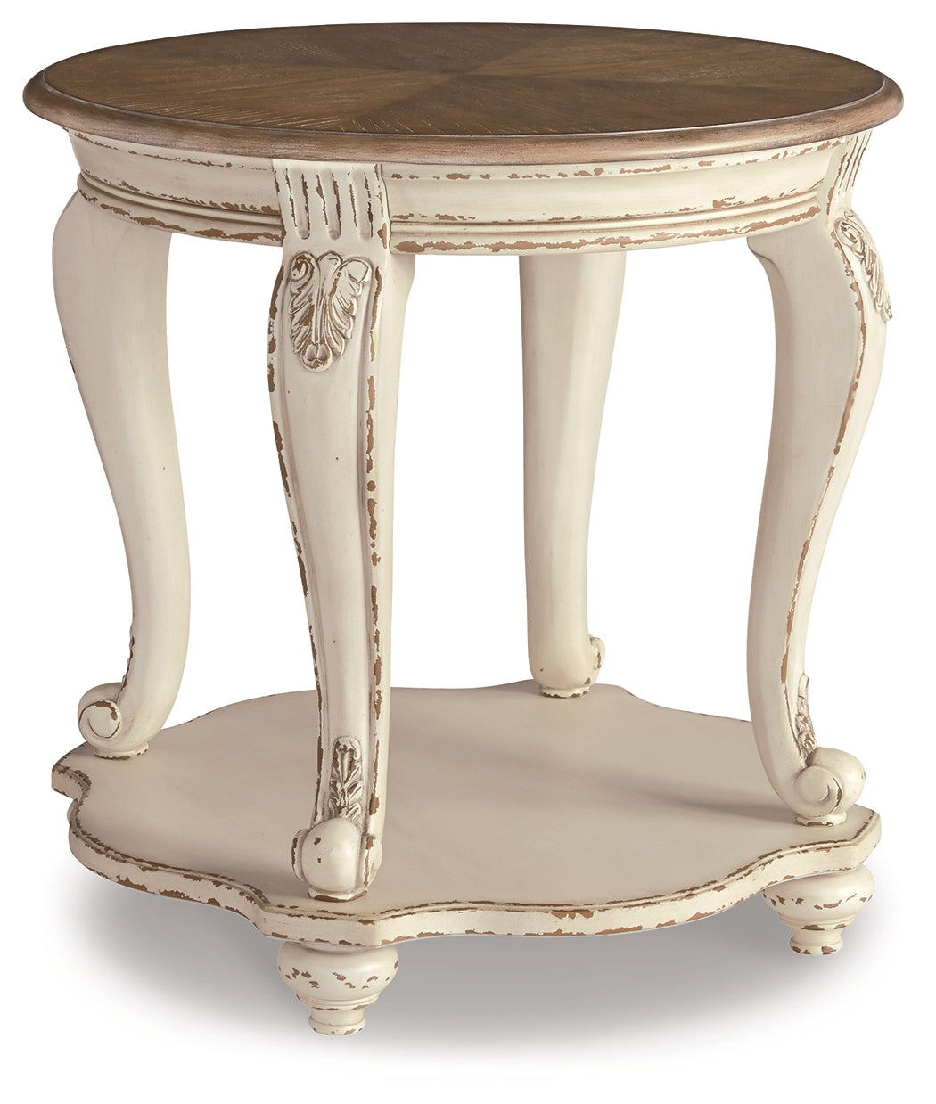 Realyn White & Brown Round End Table (Online Special Price) - Ornate Home