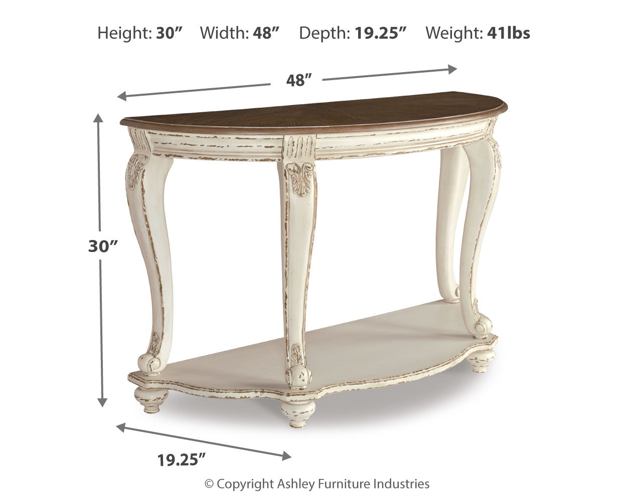 Realyn White/Brown Sofa Table (Online Special Price) - Ornate Home