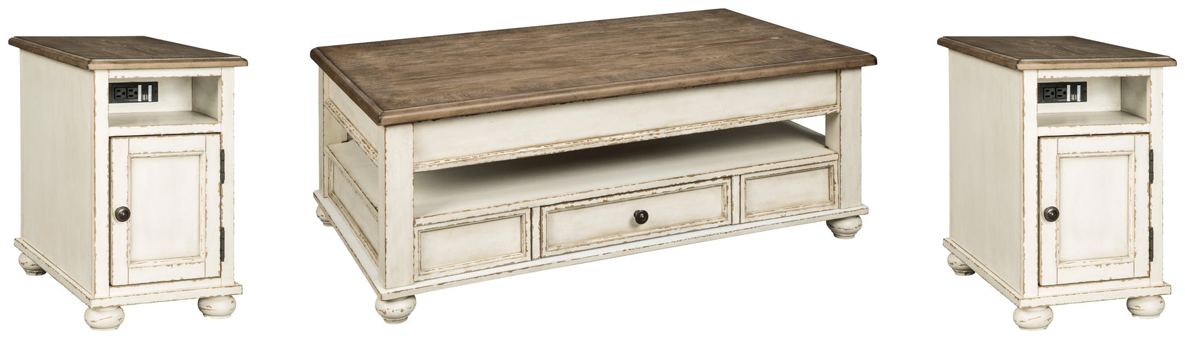 Realyn White Coffee Table and 2 Chairside End Tables (Online Special Price) - Ornate Home