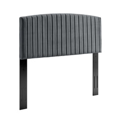 Rebecca Charcoal Performance Velvet Twin Headboard - Ornate Home