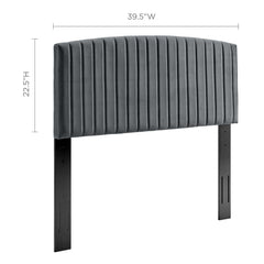 Rebecca Charcoal Performance Velvet Twin Headboard - Ornate Home