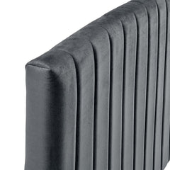 Rebecca Charcoal Performance Velvet Twin Headboard - Ornate Home
