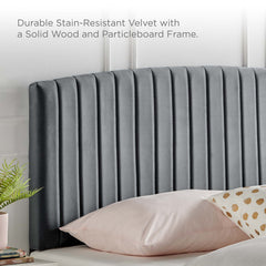 Rebecca Charcoal Performance Velvet Twin Headboard - Ornate Home
