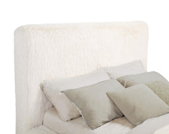 Rebecca Cream Faux Fur Upholstered Eastern King Bed - Ornate Home