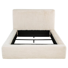 Rebecca Cream Faux Fur Upholstered Queen Bed - Ornate Home