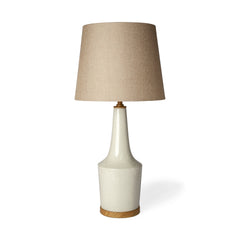Rebecca White Crackled Ceramic Base Wood Accent Table Lamp
