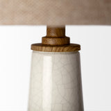 Rebecca White Crackled Ceramic Base Wood Accent Table Lamp