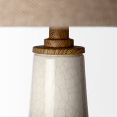 Rebecca White Crackled Ceramic Base Wood Accent Table Lamp