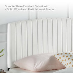 Rebecca White Performance Velvet Full / Queen Headboard - Ornate Home