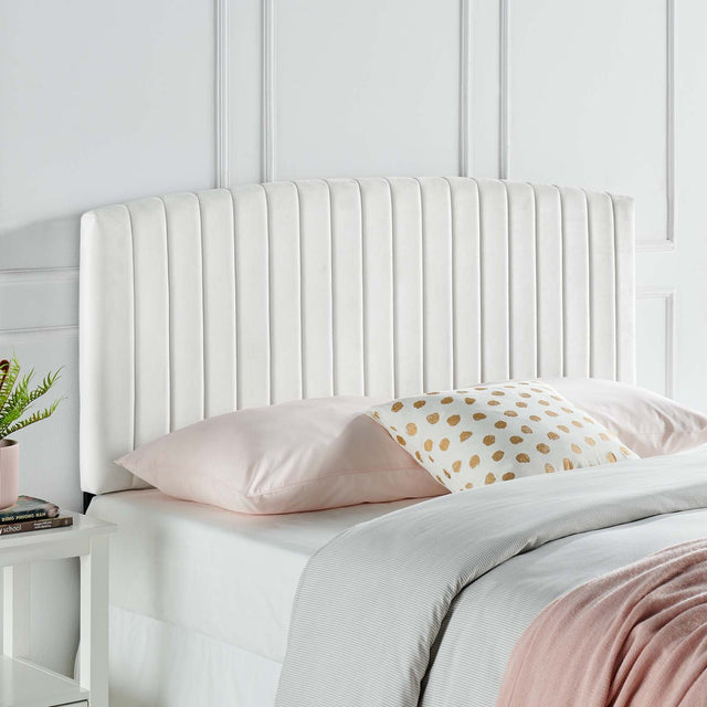 Rebecca White Performance Velvet Twin Headboard - Ornate Home