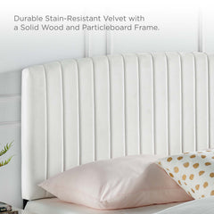 Rebecca White Performance Velvet Twin Headboard - Ornate Home