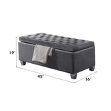 Rebekah Gray Velvet Storage Bench - Ornate Home