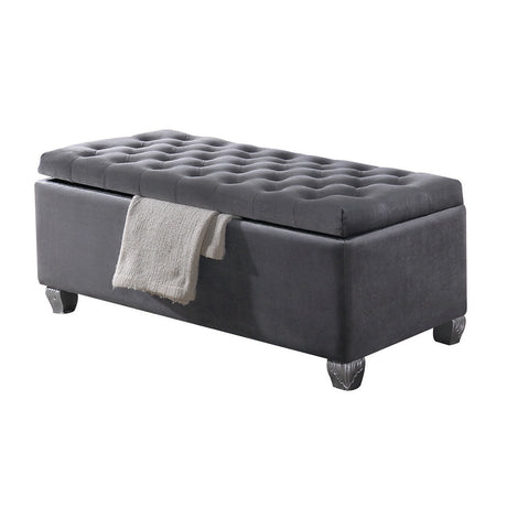 Rebekah Gray Velvet Storage Bench - Ornate Home