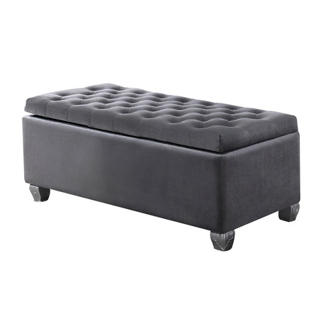 Rebekah Gray Velvet Storage Bench - Ornate Home